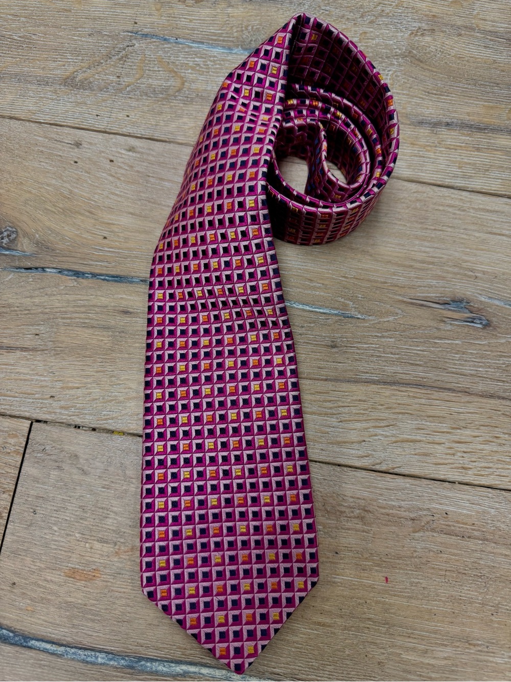 Vintage Corporate Image for Tom James 100% Silk Necktie Magenta